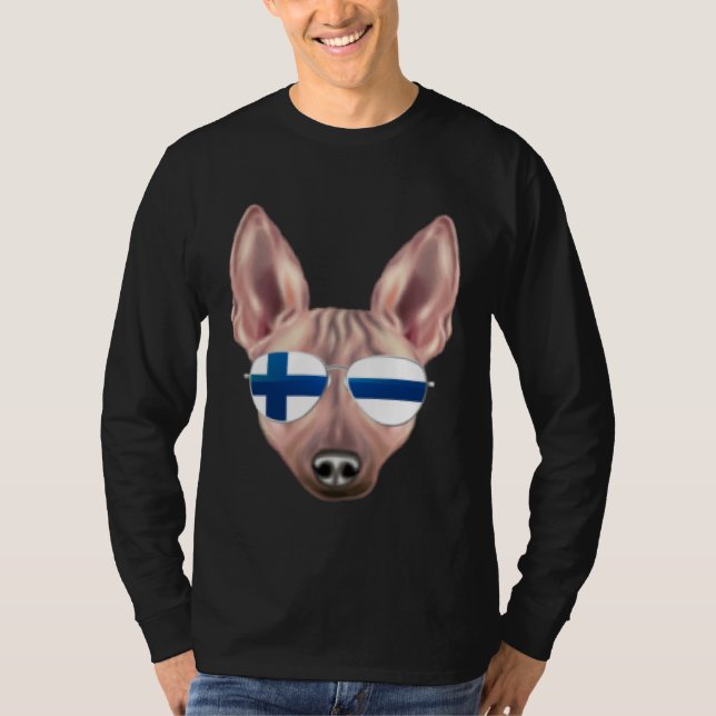 Finnish Flag American Hairless Terrier Dog Finland T Shirt (Framsida)