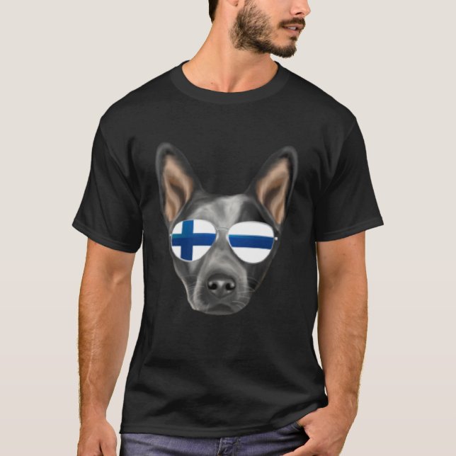 Finnish Flag Australian Cattle Dog Dog Finland Poc T Shirt (Framsida)