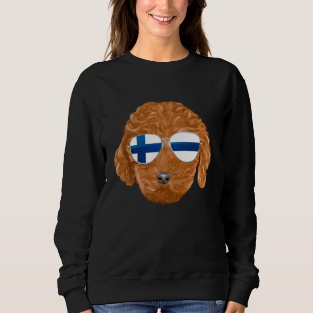 Finnish Flag Brown Poodle Dog Finland Pocket T Shirt (Framsida)
