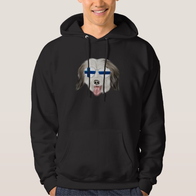 Finnish Flag Coton de Tulear Dog Finland Pocket Hoodie (Framsida)