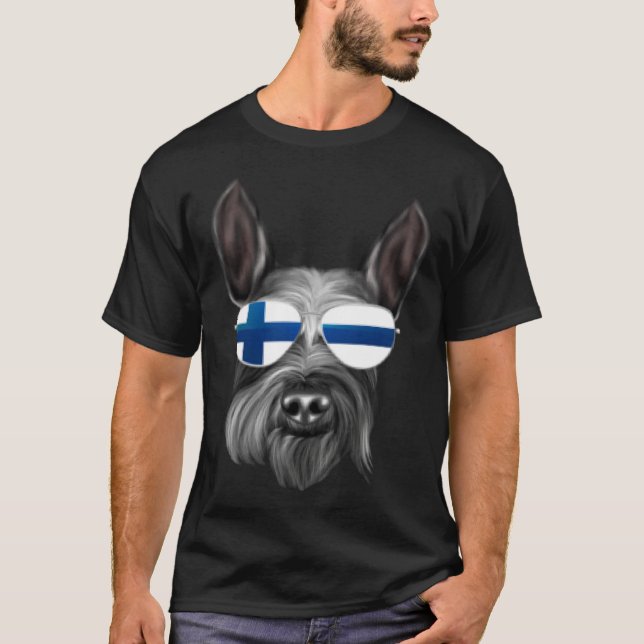Finnish Flag Giant Schnauzer Dog Finland Pocket T Shirt (Framsida)