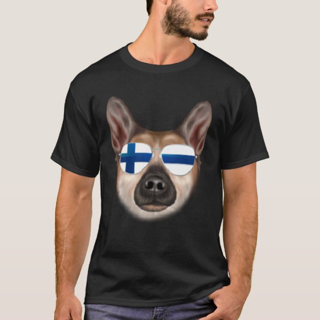 Finnish Flag Norwegian Buhund Dog Finland Pocket T Shirt (Framsida)