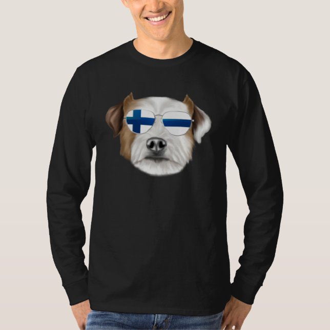 Finnish Flag Parson Russell Terrier Dog Finland Po T Shirt (Framsida)