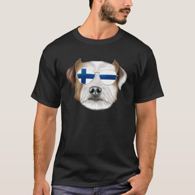 Finnish Flag Parson Russell Terrier Dog Finland Po T Shirt (Framsida)