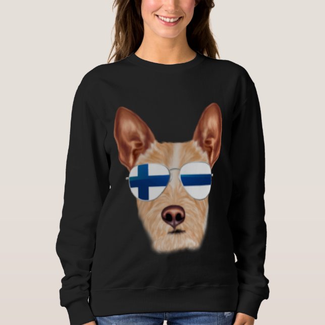 Finnish Flag Portuguese Podengo Pequeno Dog Finlan T Shirt (Framsida)