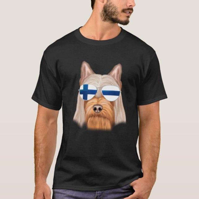 Finnish Flag Silky Terrier Dog Finland Pocket T Shirt (Framsida)
