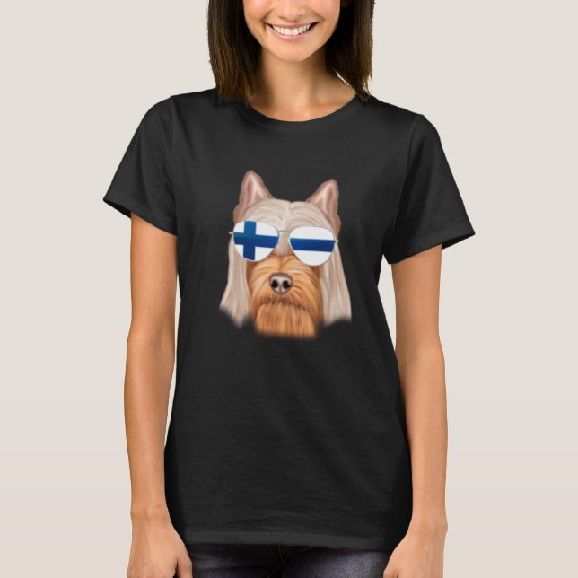 Finnish Flag Silky Terrier Dog Finland Pocket T Shirt (Framsida)