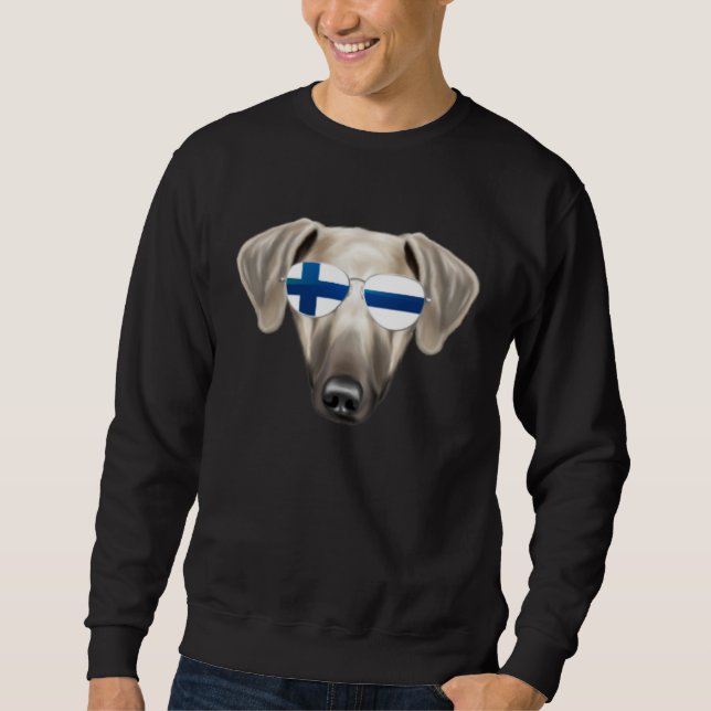 Finnish Flag Sloughi Dog Finland Pocket Lång Ärmad Tröja (Framsida)