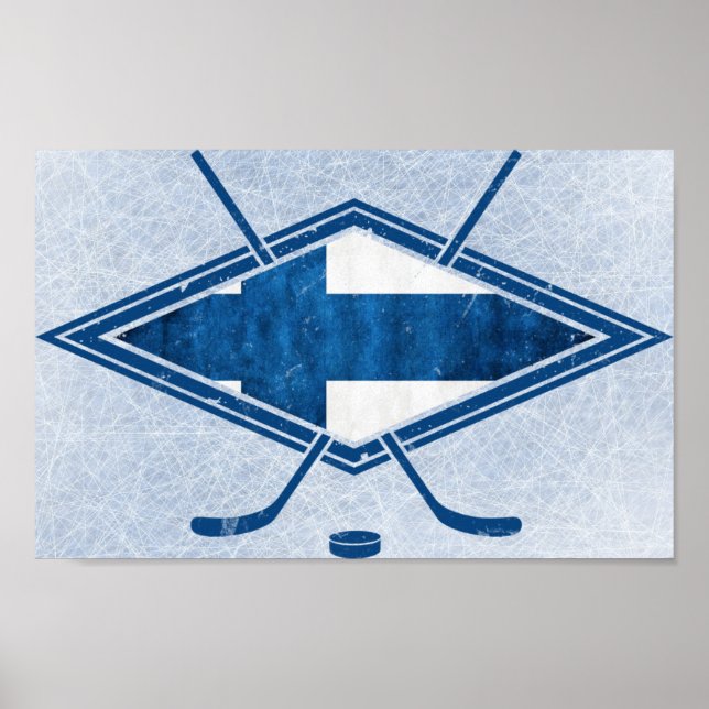 Finnish Hockey Flag Logo Suomi Poster (Framsidan)