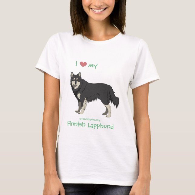 Finnish Lapphund black and white shirt -lapinkoira T (Framsida)