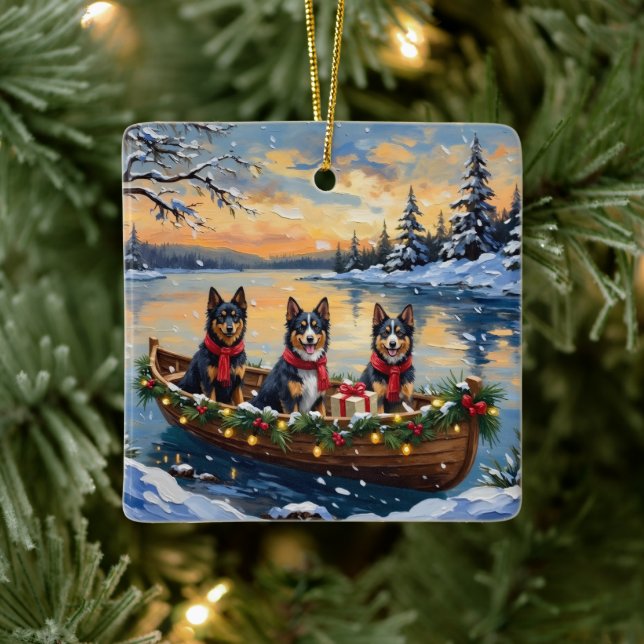 Finnish Lapphund Christmas Boat Holiday Julgransprydnad Keramik (Träd)