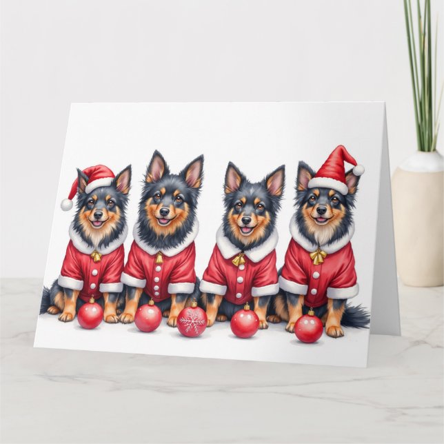Finnish Lapphund Christmas Dress Santa Hat Kort (Framsida)