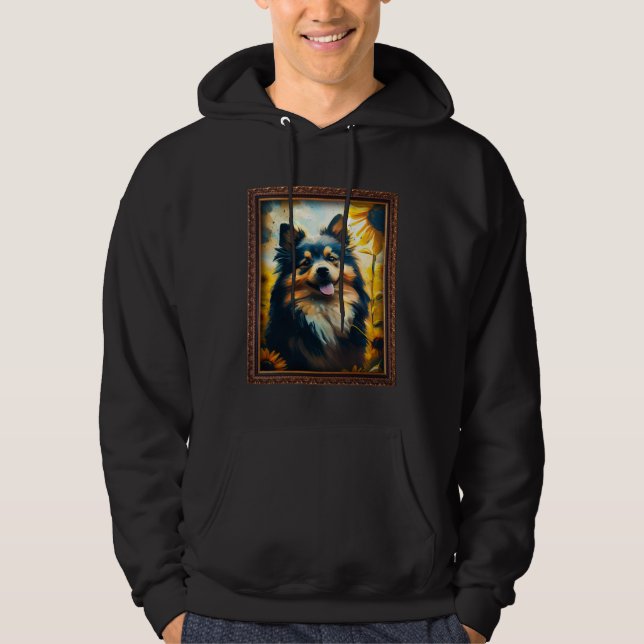 Finnish Lapphund Painting Sunflower Flower Mom Wom Hoodie (Framsida)