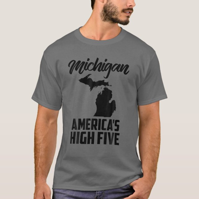 Finny America's High Fem State of Michigan Gift M T Shirt (Framsida)