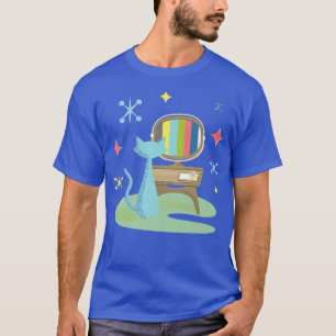 Finny atomkat som tittar på Retro Television med V T Shirt