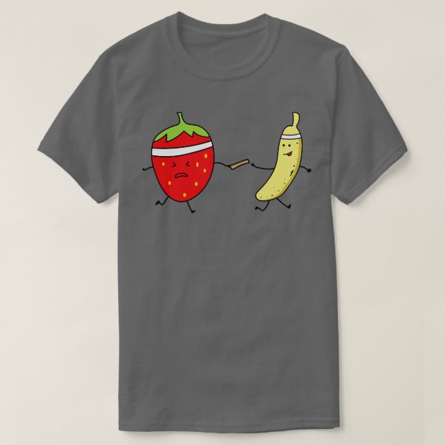 Finny Banana och jordgubbe Springa a Marathon T Shirt (Design framsida)