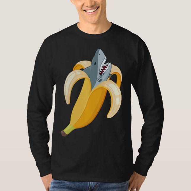 Finny Banana Shark Bananas Fruit Sea Animal Lover T Shirt (Framsida)