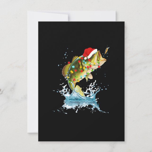 Finny Bass Fishing Santa Hat jul Pajama Fish Inbjudningar (Framsida)