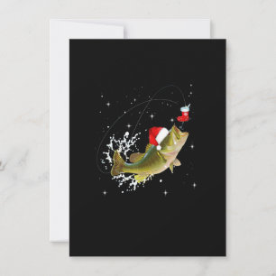 Finny Bass Fishing Santa Hat jul Pajama Fish Inbjudningar