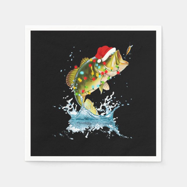 Finny Bass Fishing Santa Hat jul Pajama Fish Pappersservett (Framsidan)