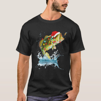 Finny Bass Fishing Santa Hat jul Pajama Fish T Shirt