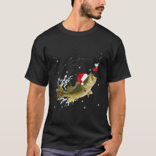 Finny Bass Fishing Santa Hat jul Pajama Fish T Shirt