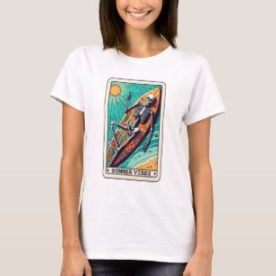 Finny Beach Summer Vibes Surfboard Skeleton Tarot T Shirt