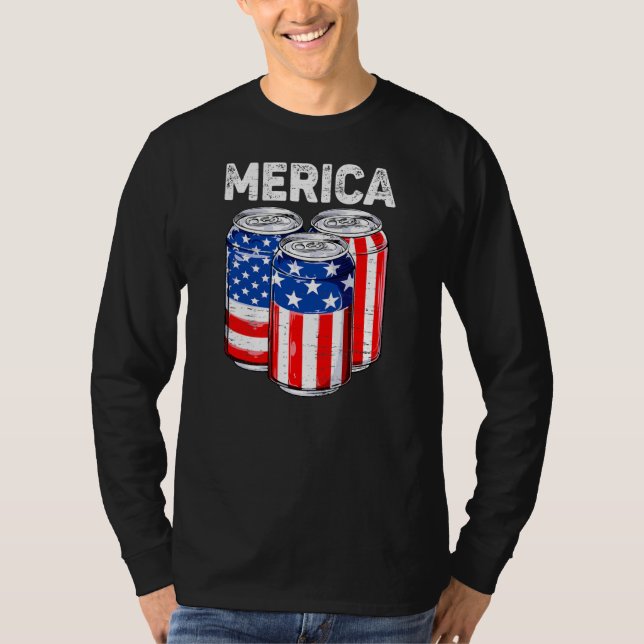 Finny Beer American Flagga USA 4:e juli-drickande T Shirt (Framsida)