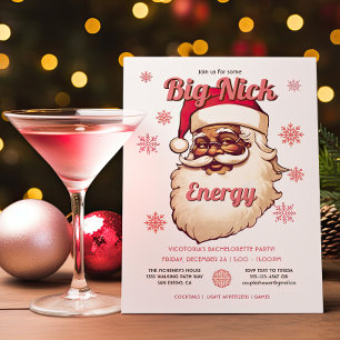 Finny Big Nick Energy African American Santa Party Inbjudningar