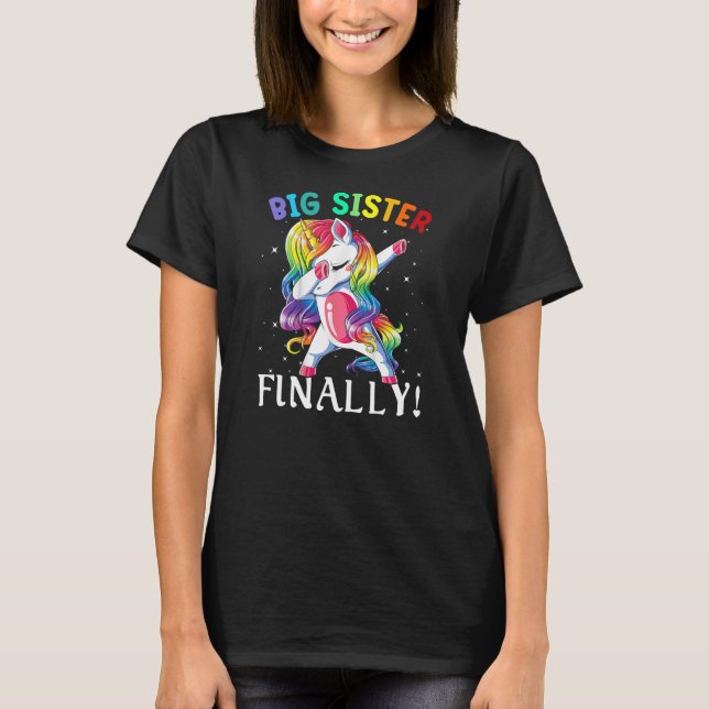 Finny Big Sister slutligen Unicorn Cute Family  T Shirt (Framsida)
