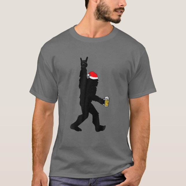 Finny Bigfoot-juljulen Sten Santa Bigfoot Sasquat T Shirt (Framsida)