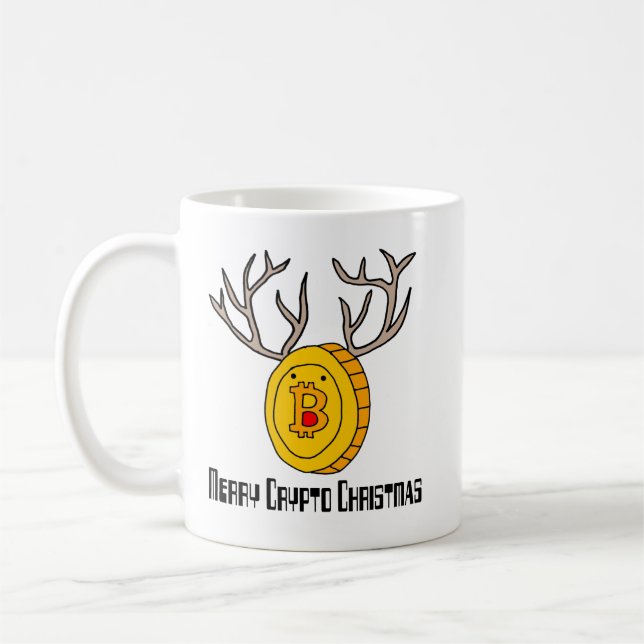 Finny Bitcoin Reindeer Merry Crypto jul Kaffemugg (Vänster)