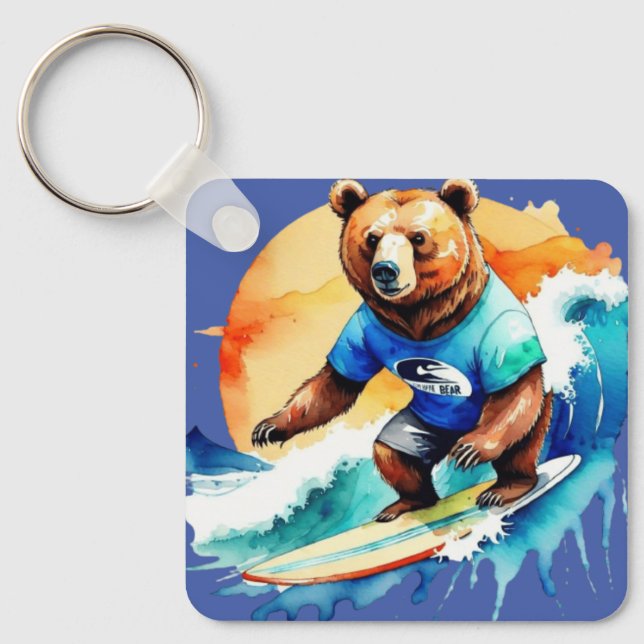 Finny björn surfing T-Shirt Nyckelring (Framsida)