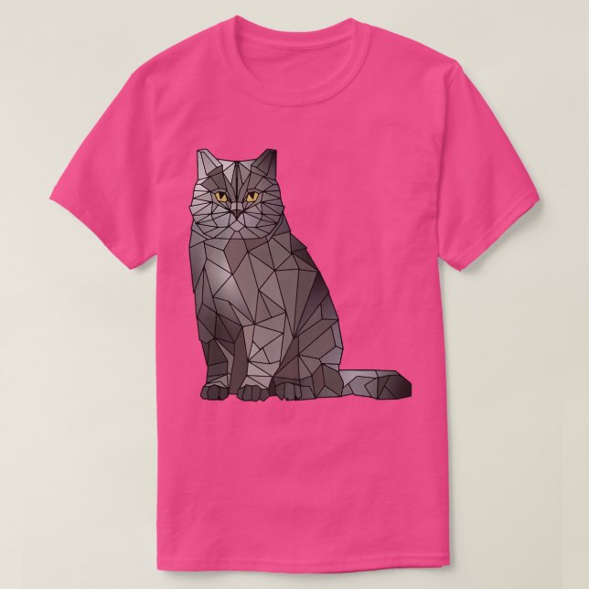 Finny British Shorthair Cat Polygon Geometric Kitt T Shirt (Design framsida)