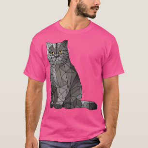 Finny British Shorthair Cat Polygon Geometric Kitt T Shirt