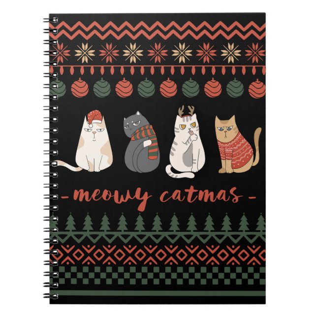 Finny Cat-julpun - Kattjul Anteckningsbok (Framsidan)