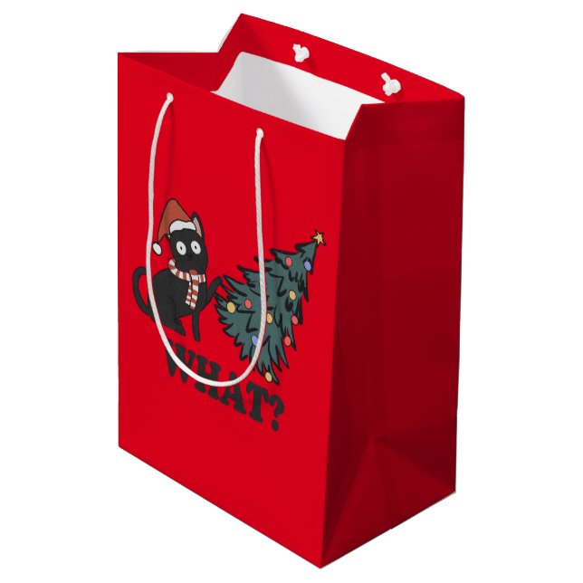 Finny Cat Red jul Medium Gift Bag (Baksidan Vinklad)