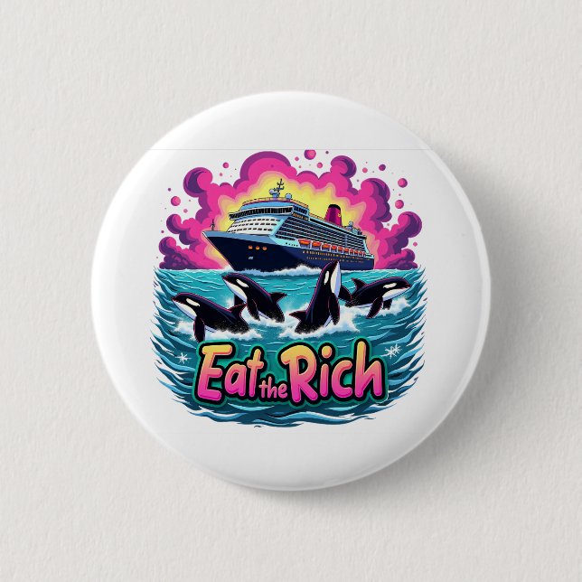 Finny Cute Orca Whale Eat Riken Knapp (Framsida)