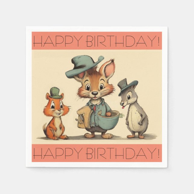 Finny Cute Tecknad Animal Couriers valfri Tillfäll Pappersservett (Framsidan)