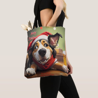 Finny Festive jul Hund Tote Bag Tygkasse