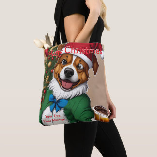 Finny Festive jul Hund Tote Bag Tygkasse