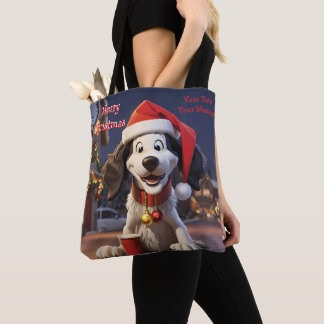 Finny Festive jul Hund Tote Bag Tygkasse