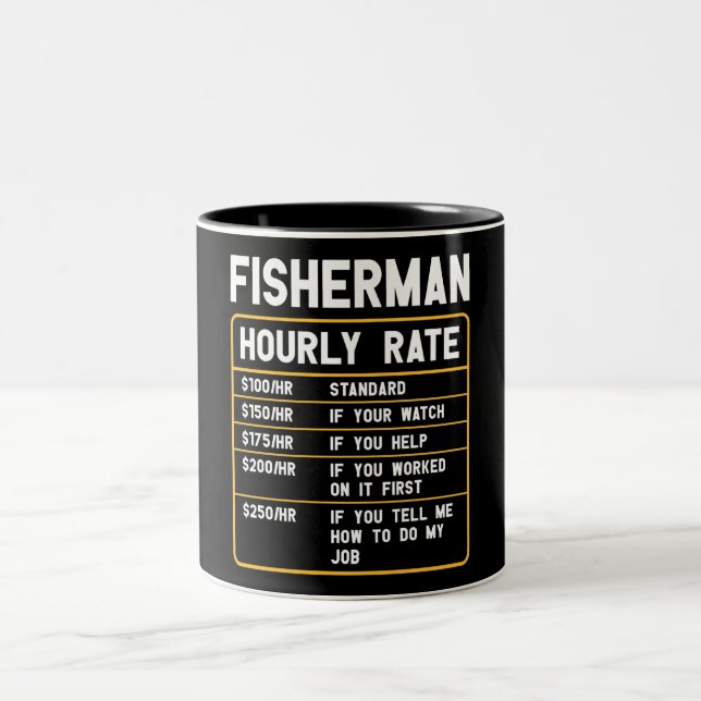 Finny Fisherman Hourly Rate Two-Tone Coffee Mugg (Center)
