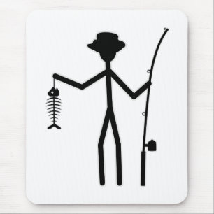 Finny Fisherman Stick figur Holding Fish Bones Musmatta