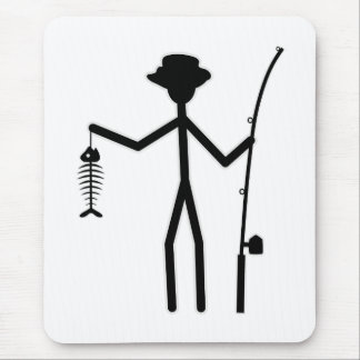 Finny Fisherman Stick figur Holding Fish Bones Musmatta