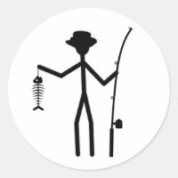 Finny Fisherman Stick figur Holding Fish Bones