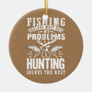 Finny Fishing and Hunting Gift-jul Humor Julgransprydnad Keramik