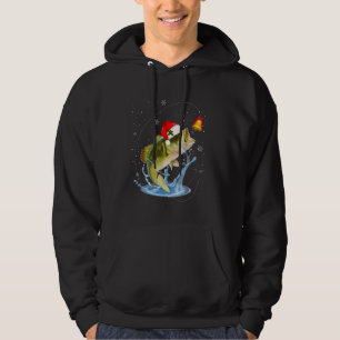 Finny Fishing Santa Hat jul Pajama Fisherme Hoodie