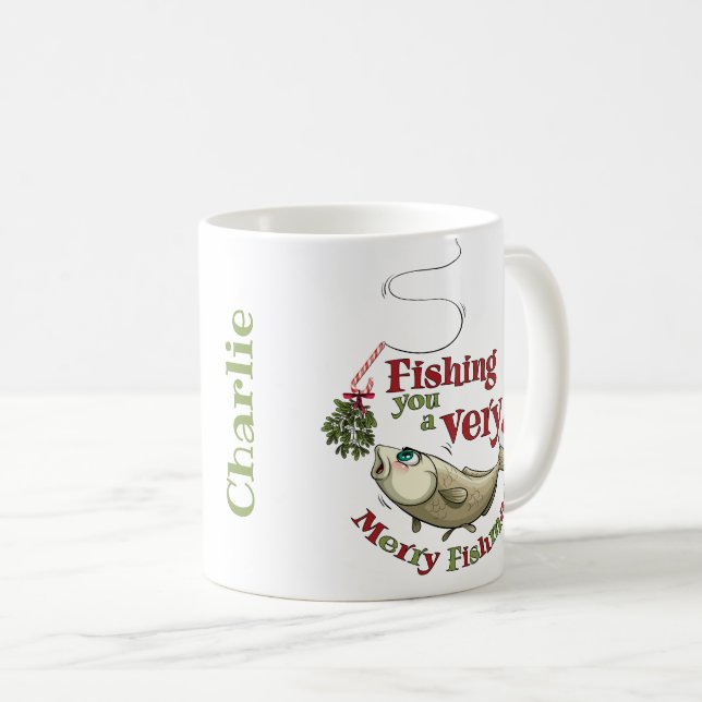 Finny Fishjul - Merry Fishmas Mistletoe Kaffemugg (Framsida höger)