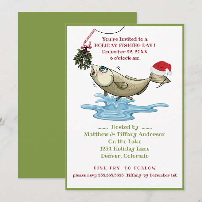 Finny Fiske jul Party Inbjudningar (Fram/baksida)